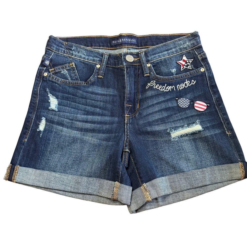 Rock & Republic Freedom Rocks Denim Shorts EUC Size 6